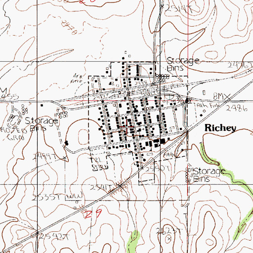 Topographic Map of Richey Public Library, MT
