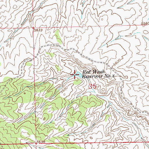 Topographic Map of Red Wash Reservoir Number 3, CO
