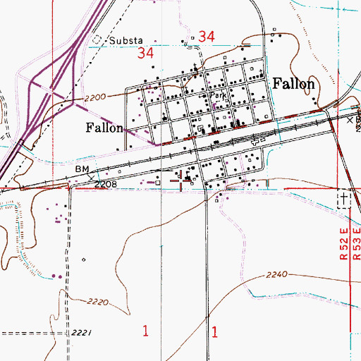 Topographic Map of Fallon School (historical), MT