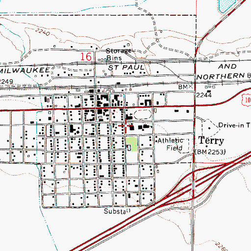 Topographic Map of Grandey Elementary School, MT