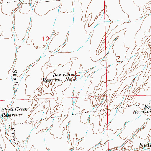 Topographic Map of Box Elder Reservoir Number 4, CO