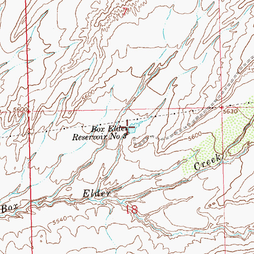 Topographic Map of Box Elder Reservoir Number 3, CO