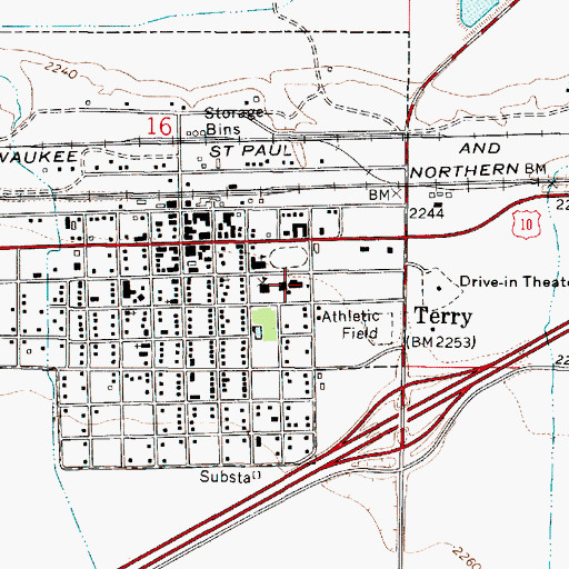 Topographic Map of Terry High School, MT