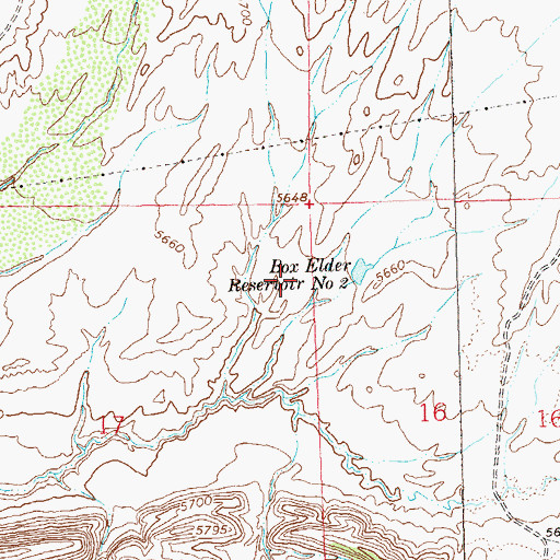 Topographic Map of Box Elder Reservoir Number 2, CO