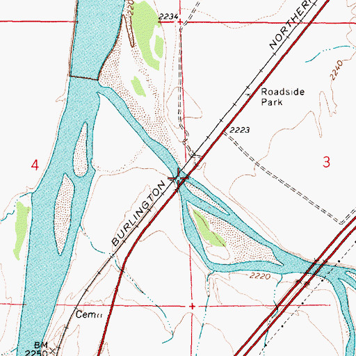 Topographic Map of Powder River Bridge, MT