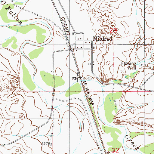 Topographic Map of O'Fallon Creek Bridge, MT