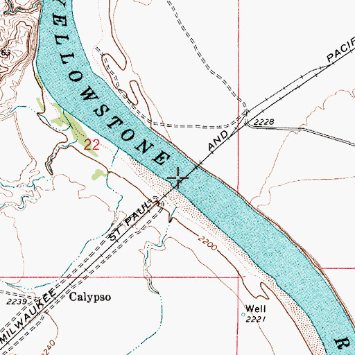Topographic Map of Calipso Bridge (historical), MT