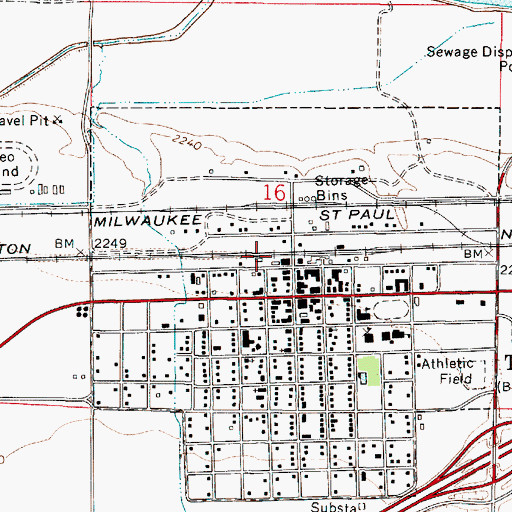Topographic Map of Prairie Grain and Seed Incorporated Elevator (historical), MT