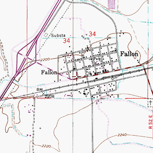 Topographic Map of Fallon Hall, MT