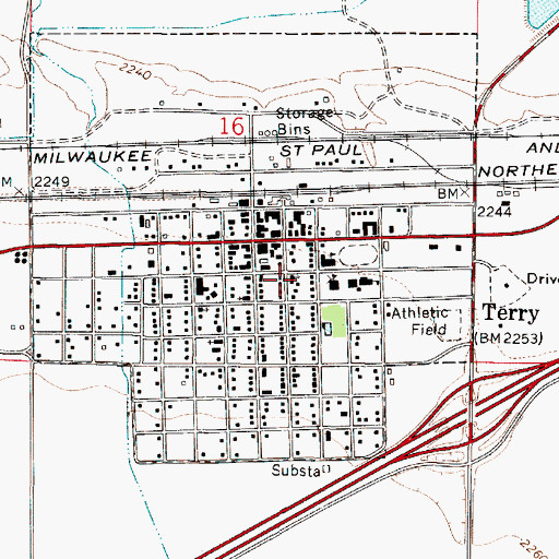 Topographic Map of Sacred Heart Church, MT