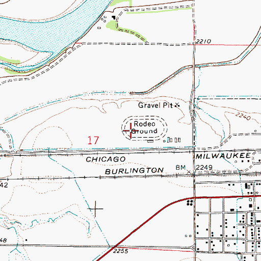 Topographic Map of Prairie County Fairgrounds, MT
