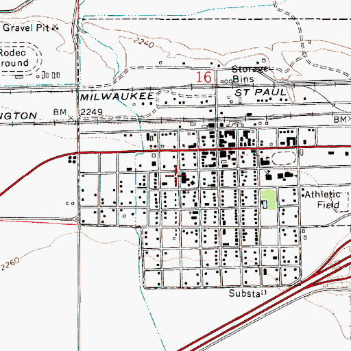 Topographic Map of Prairie Community Hospital, MT