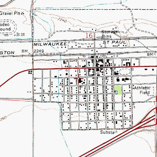 Topographic Map of Prairie Community Nursing Home, MT