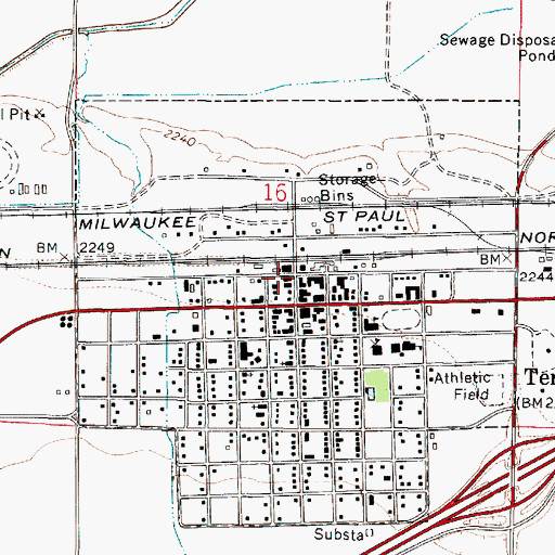 Topographic Map of Prairie County Museum, MT