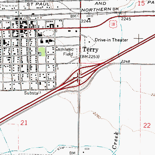 Topographic Map of Interchange 176, MT