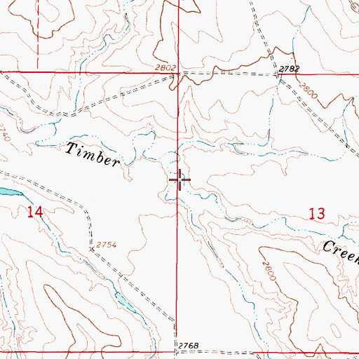 Topographic Map of Middle Fork Timber Creek, MT