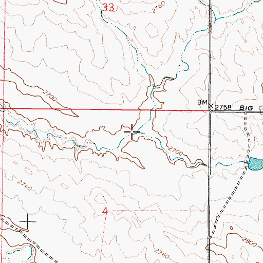Topographic Map of Chalk Butte Creek, MT