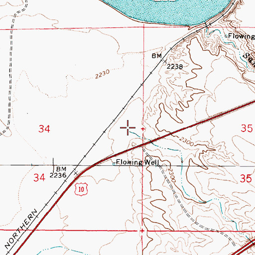 Topographic Map of Cow Creek, MT