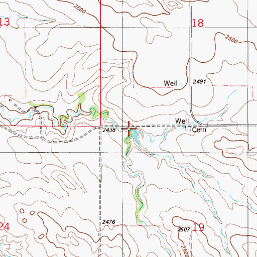 Topographic Map of Crop Land Coulee, MT