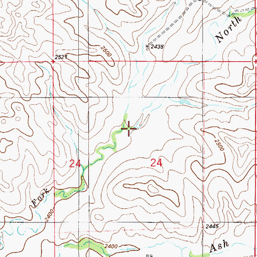 Topographic Map of Little Fork Ash Creek, MT