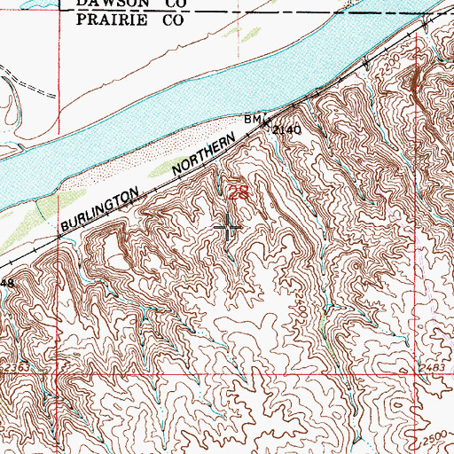 Topographic Map of Barrs Bluffs, MT
