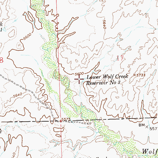 Topographic Map of Lower Wolf Creek Reservoir Number 3, CO