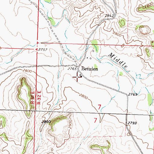 Topographic Map of Benzien School, MT
