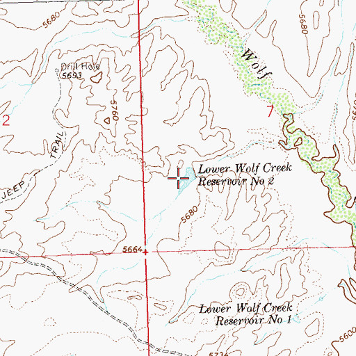 Topographic Map of Lower Wolf Creek Reservoir Number 2, CO