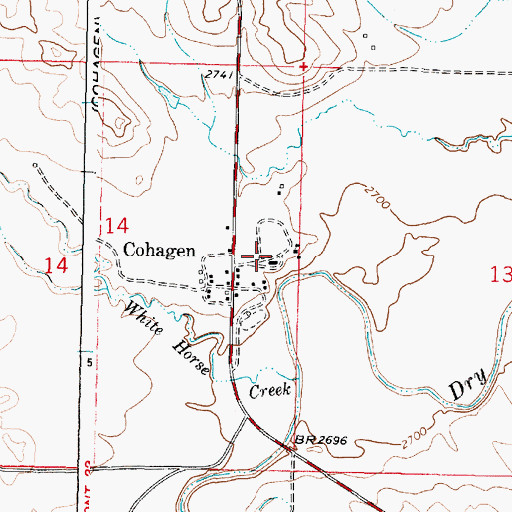 Topographic Map of Cohagen High School (historical), MT