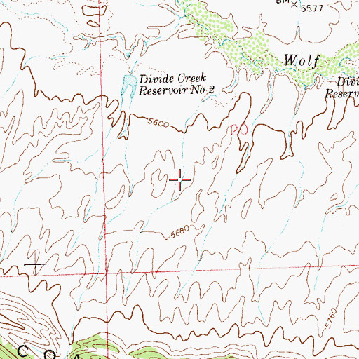 Topographic Map of Divide Creek, CO