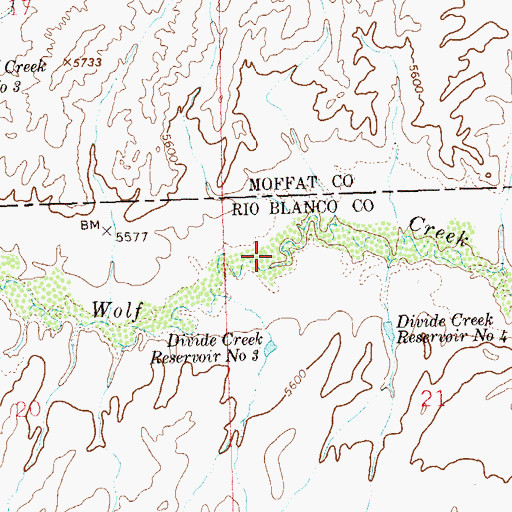 Topographic Map of Divide Creek Reservoir Number 3, CO