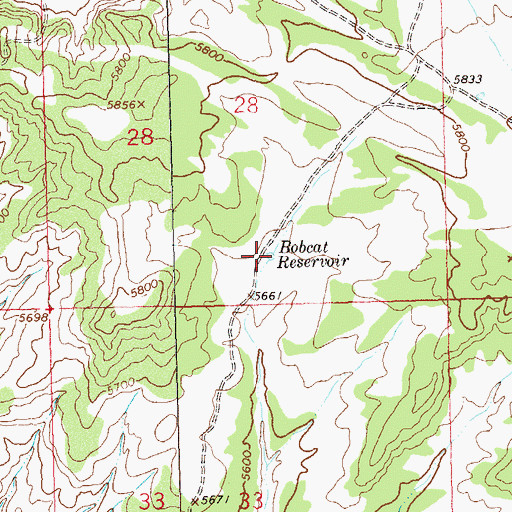 Topographic Map of Bobcat Reservoir, CO