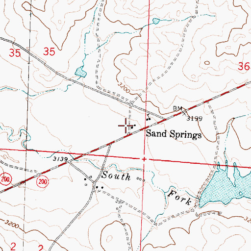 Topographic Map of Sand Springs Post Office, MT