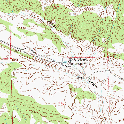 Topographic Map of Hall Draw Reservoir, CO