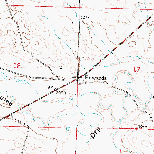 Topographic Map of Edwards Post Office (historical), MT