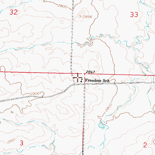 Topographic Map of Freedom (historical), MT