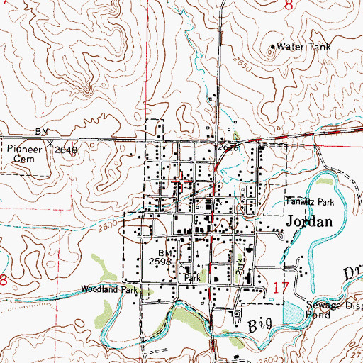 Topographic Map of Jordan Seventh Day Adventist Church, MT