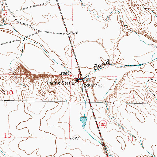 Topographic Map of Sand Creek Bridge, MT
