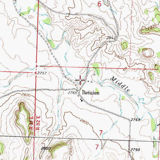 Topographic Map of Benzien Post Office (historical), MT