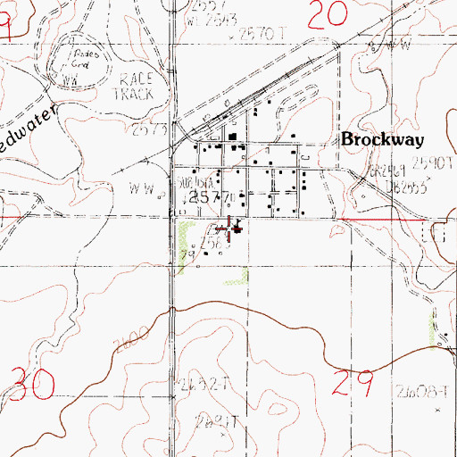 Topographic Map of Brockway School (historical), MT
