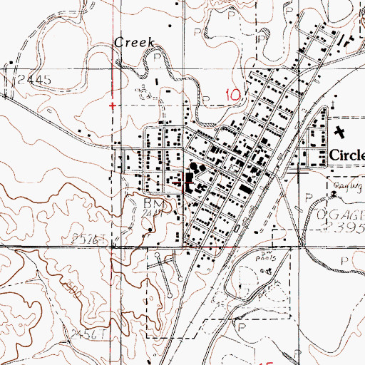 Topographic Map of Circle High School, MT