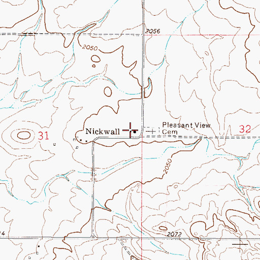Topographic Map of Nickwall School (historical), MT