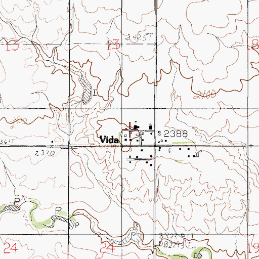 Topographic Map of Vida School, MT