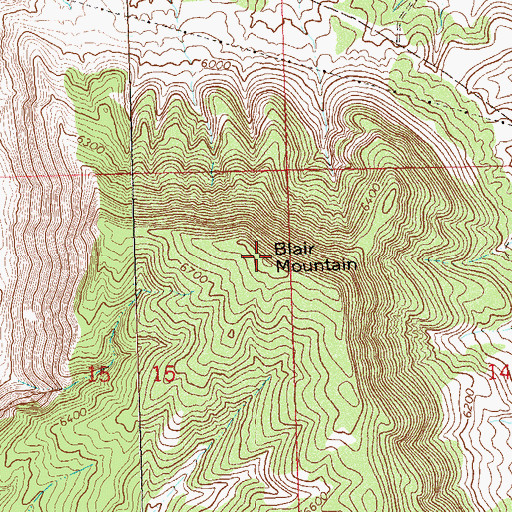 Topographic Map of Blair Mountain, CO