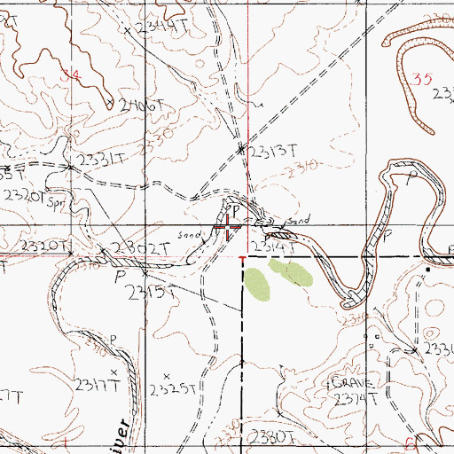Topographic Map of Redwater School (historical), MT