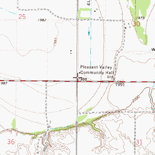 Topographic Map of Pleasant Valley (historical), MT