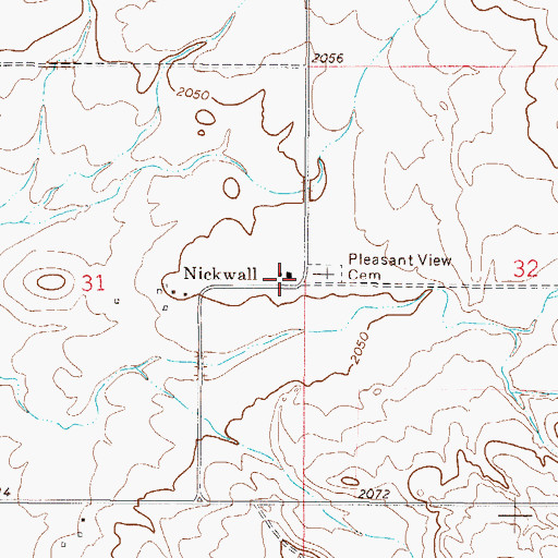 Topographic Map of Nickwall Post Office (historical), MT