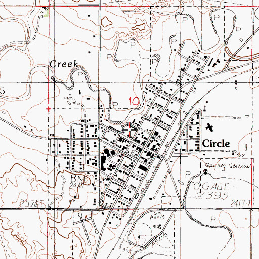 Topographic Map of Circle Post Office, MT