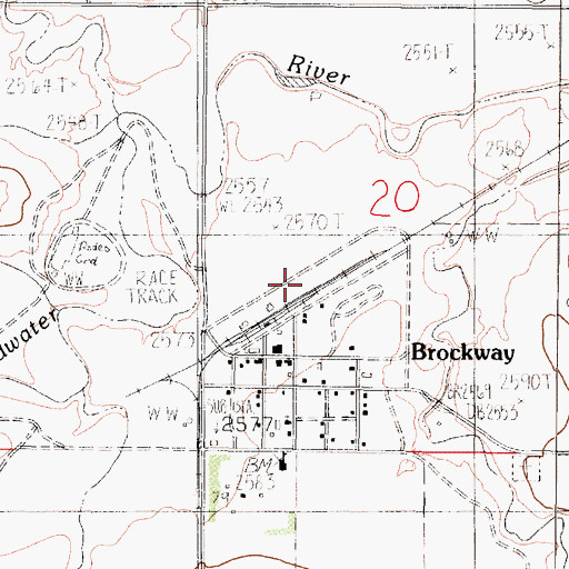 Topographic Map of Brockway (historical), MT
