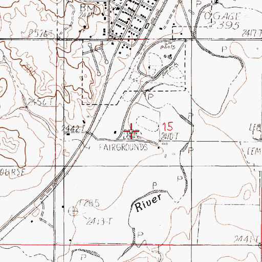 Topographic Map of McCone County Fairgrounds, MT